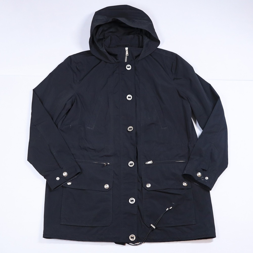 Lauren Ralph Lauren Utility Parka Women XL Black Hooded Fishtail Jacket Coat
